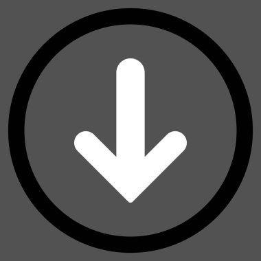 Düz aşağı ok vektör simge yuvarlak