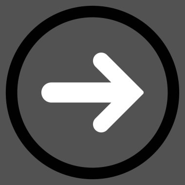 Ok sağ düz vektör simge yuvarlak