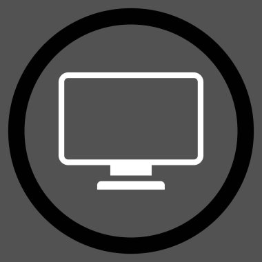 Monitör düz yuvarlak vektör simgesi