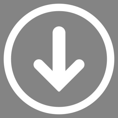 Düz aşağı ok vektör simge yuvarlak