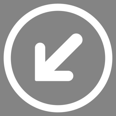 Ok sol aşağı düz yuvarlak vektör simgesi