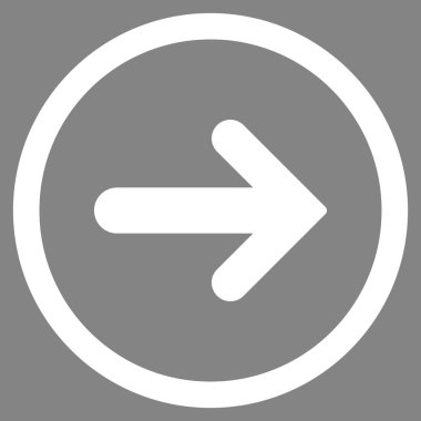 Ok sağ düz vektör simge yuvarlak