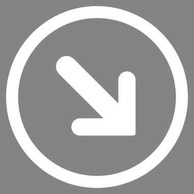 Ok sağ aşağı düz yuvarlak vektör simgesi