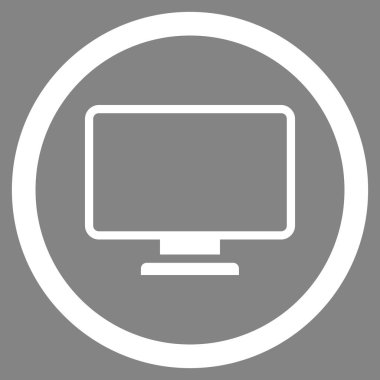Monitör düz yuvarlak vektör simgesi
