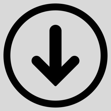 Düz aşağı ok vektör simge yuvarlak