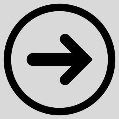 Ok sağ düz vektör simge yuvarlak