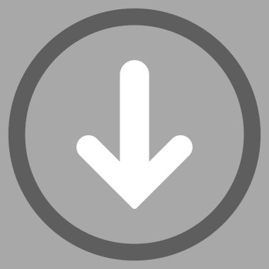 Düz aşağı ok vektör simge yuvarlak