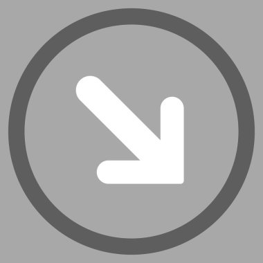 Ok sağ aşağı düz yuvarlak vektör simgesi