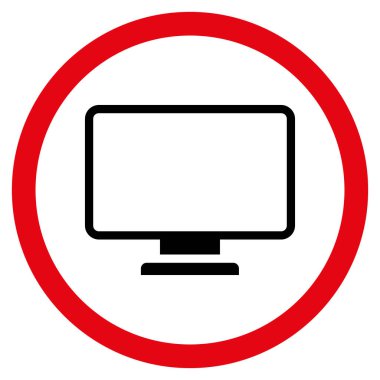 Monitör düz yuvarlak vektör simgesi