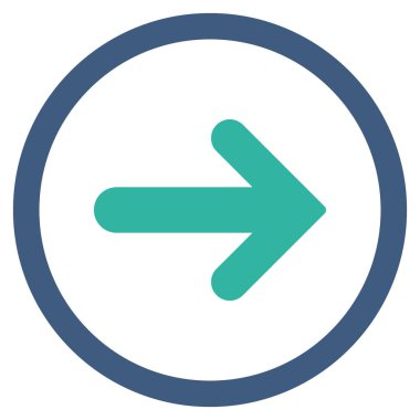 Ok sağ düz vektör simge yuvarlak