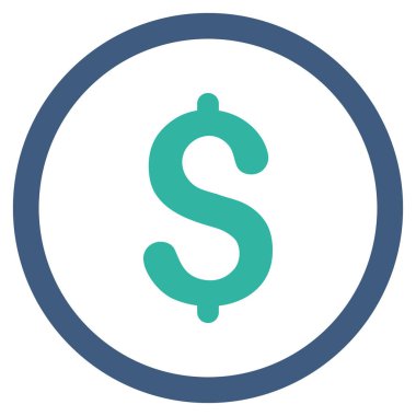 Doları düz yuvarlak vektör simgesi