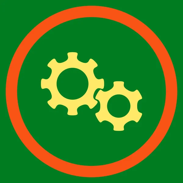 Gears platta rundade vektor symbol — Stock vektor