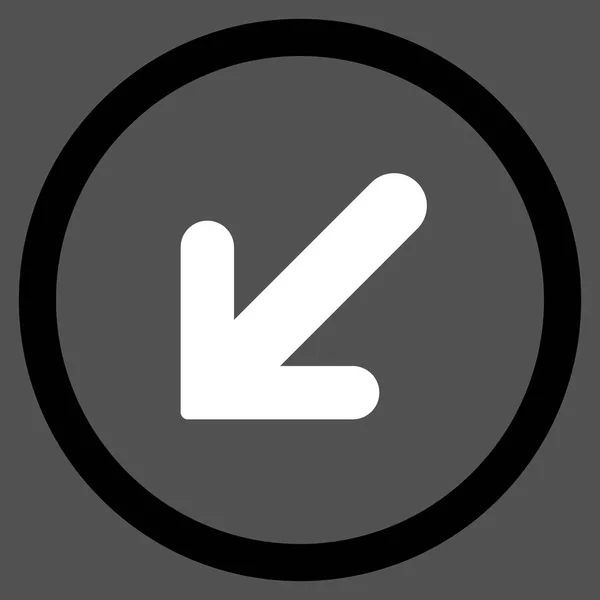 Flecha izquierda-abajo plana redondeada Vector icono — Archivo Imágenes Vectoriales