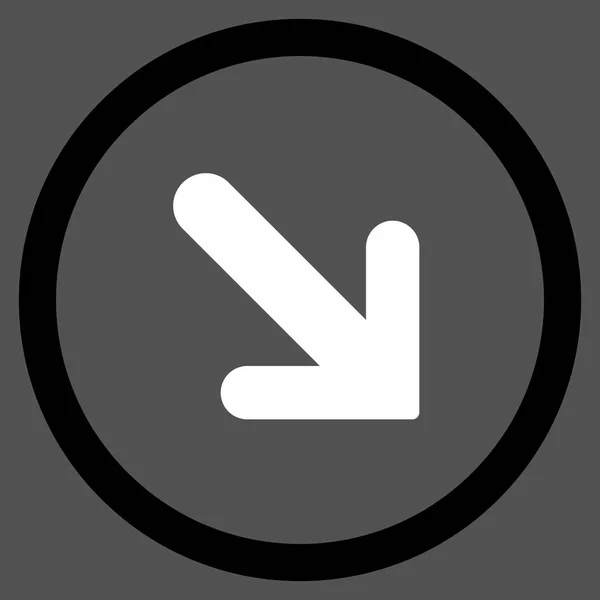 Flecha derecha hacia abajo plano redondeado Vector icono — Vector de stock