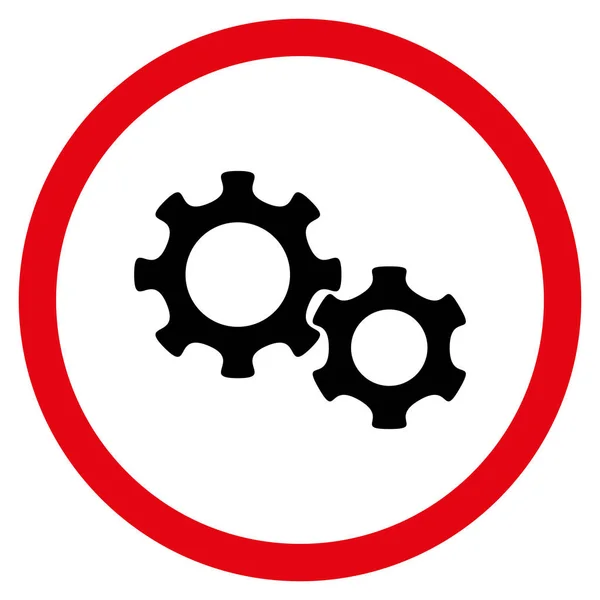 Gears platta rundade vektor symbol — Stock vektor