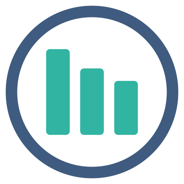 Bar Chart Decrease Flat Rounded Vector Icon