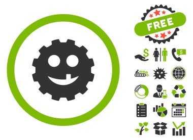 Bonus ile dişli diş gülümseme düz vektör simgesi