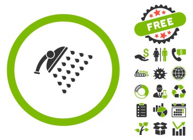 Bonus ile duş düz vektör simgesi