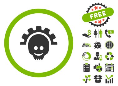 Kafatası dişli bir gülümseme düz vektör simge Bonus ile