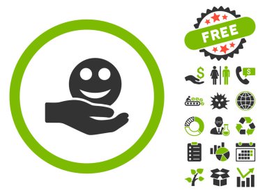 Teklif el düz vektör simgesi Bonus ile gülümse