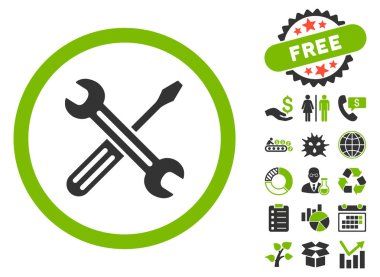 Bonus ile anahtar ve tornavida düz vektör simgesi