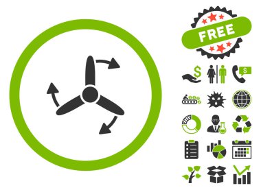 Üç uçlu vidalı döndürme düz vektör simgesi Bonus ile