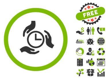 Bonus ile zaman bakım düz vektör simgesi