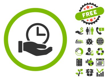 Zaman hizmeti düz vektör simge Bonus ile