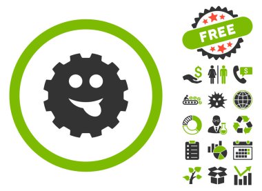 Bonus ile dil gülümseme vites düz vektör simgesi