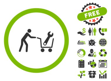 Düz vektör simge Bonus ile alışveriş araçları