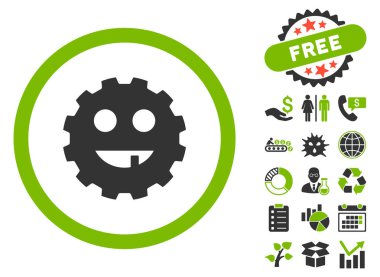 Dişsiz dişli gülen düz vektör simge Bonus ile