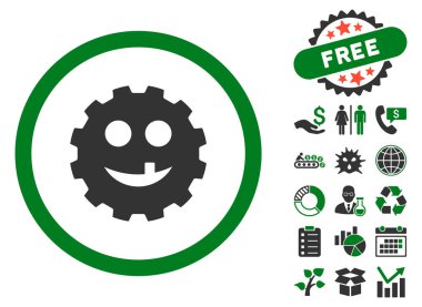 Bonus ile dişli diş gülümseme düz vektör simgesi