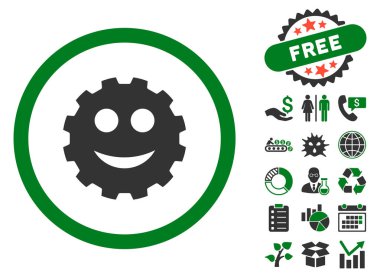 COG düz vektör simge Bonus ile gülümse