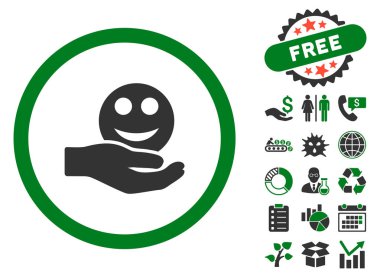 Teklif el düz vektör simgesi Bonus ile gülümse