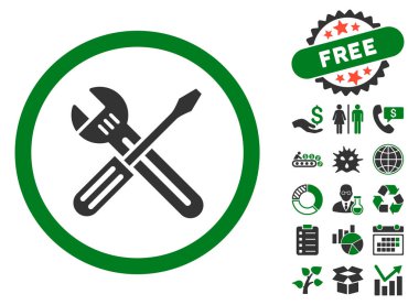 Bonus ile anahtar ve tornavida düz vektör simgesi