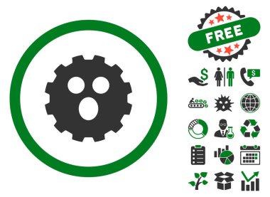 Bonus ile surprized dişli gülen düz vektör simgesi