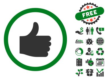 Düz vektör simge Bonus ile yukarı başparmak