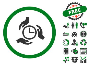 Bonus ile zaman bakım düz vektör simgesi