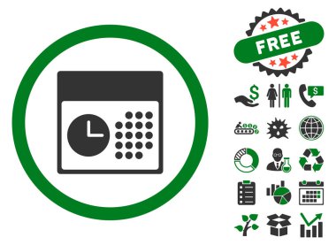 Bonus ile saat ve Tarih düz vektör simgesi