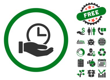 Zaman hizmeti düz vektör simge Bonus ile