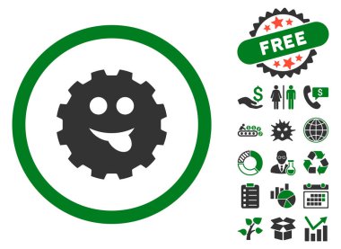 Bonus ile dil gülümseme vites düz vektör simgesi