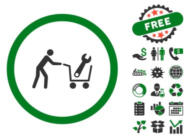 Düz vektör simge Bonus ile alışveriş araçları