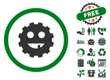 Dişsiz dişli gülen düz vektör simge Bonus ile