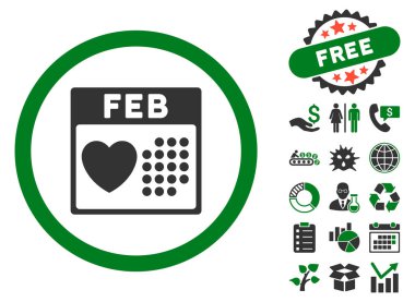 Bonus ile Sevgililer Şubat gün düz vektör simgesi