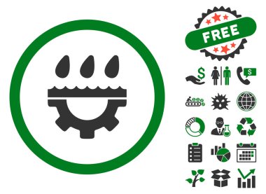 Bonus ile su hizmet vites düz vektör simgesi