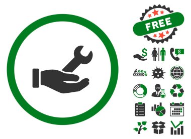 Anahtar hizmet düz vektör simgesine Bonus ile