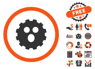 Bonus ile surprized dişli gülen düz vektör simgesi