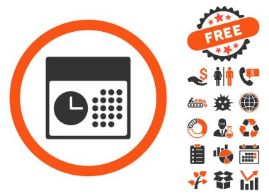 Bonus ile saat ve Tarih düz vektör simgesi