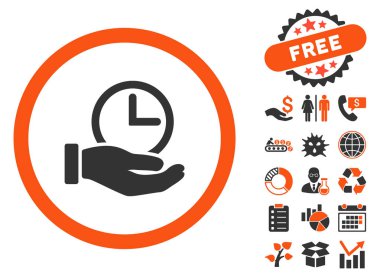 Zaman hizmeti düz vektör simge Bonus ile