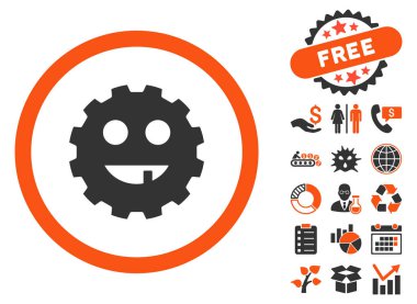 Dişsiz dişli gülen düz vektör simge Bonus ile